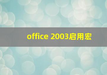 office 2003启用宏